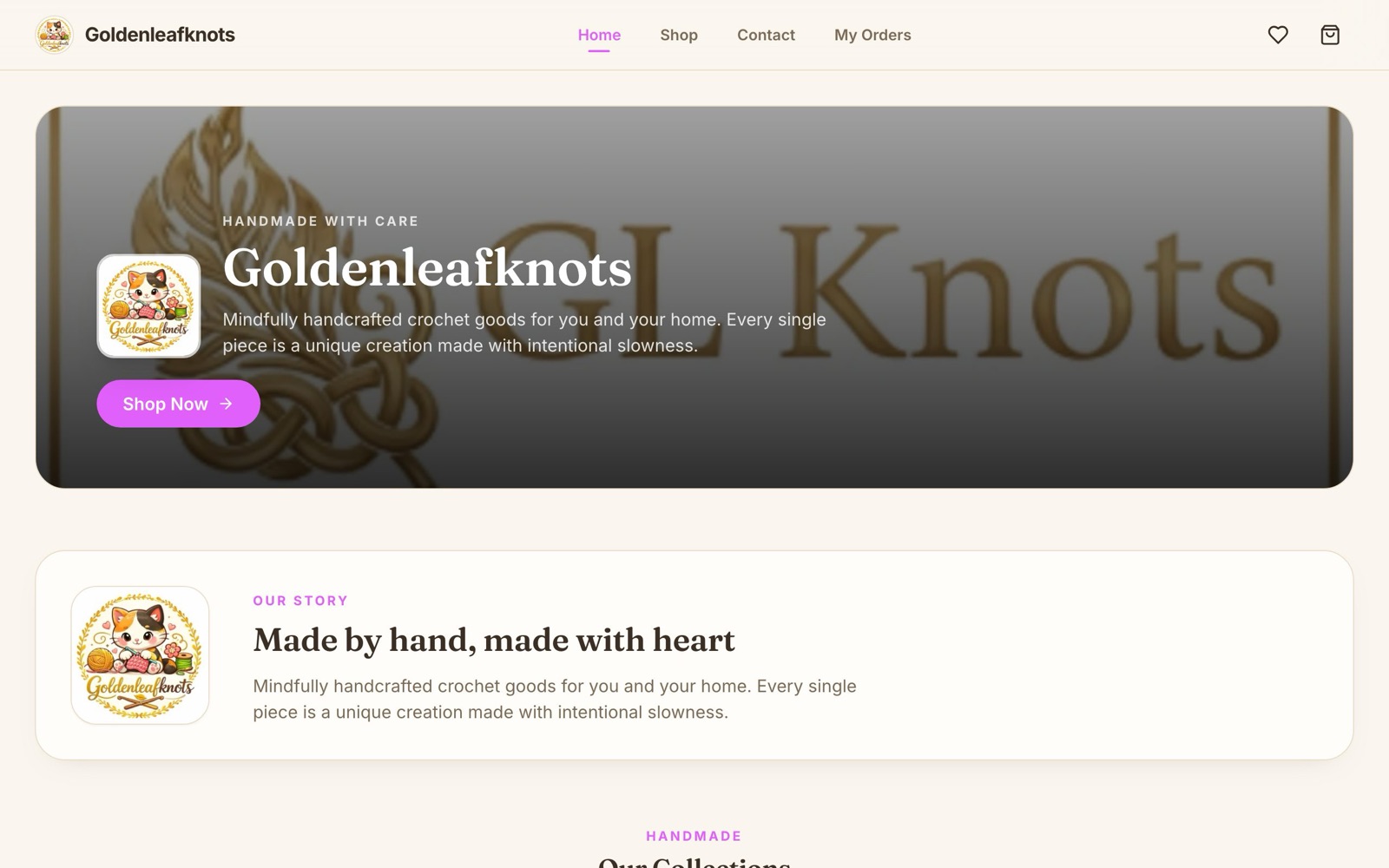 Golden Leaf Knots online store view 2